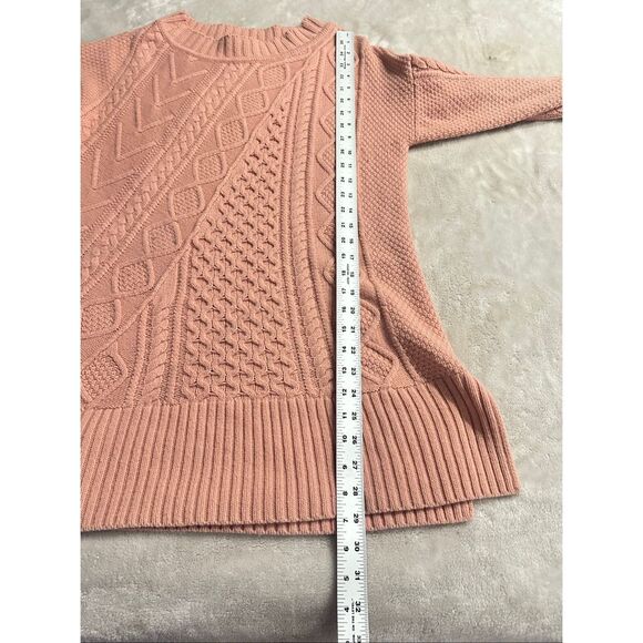 J Crew Cable Knit Patchwork Wool Blend Tunic Sweater K2428 Seashell Pink Medium - Picture 8 of 8